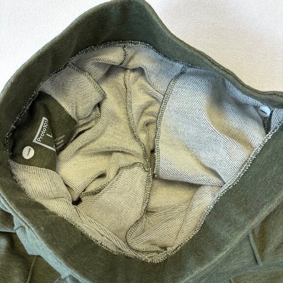 Proto101 Womens High Waist Wide Leg Cropped French Terry Pants Size L Green - Picture 7 of 11